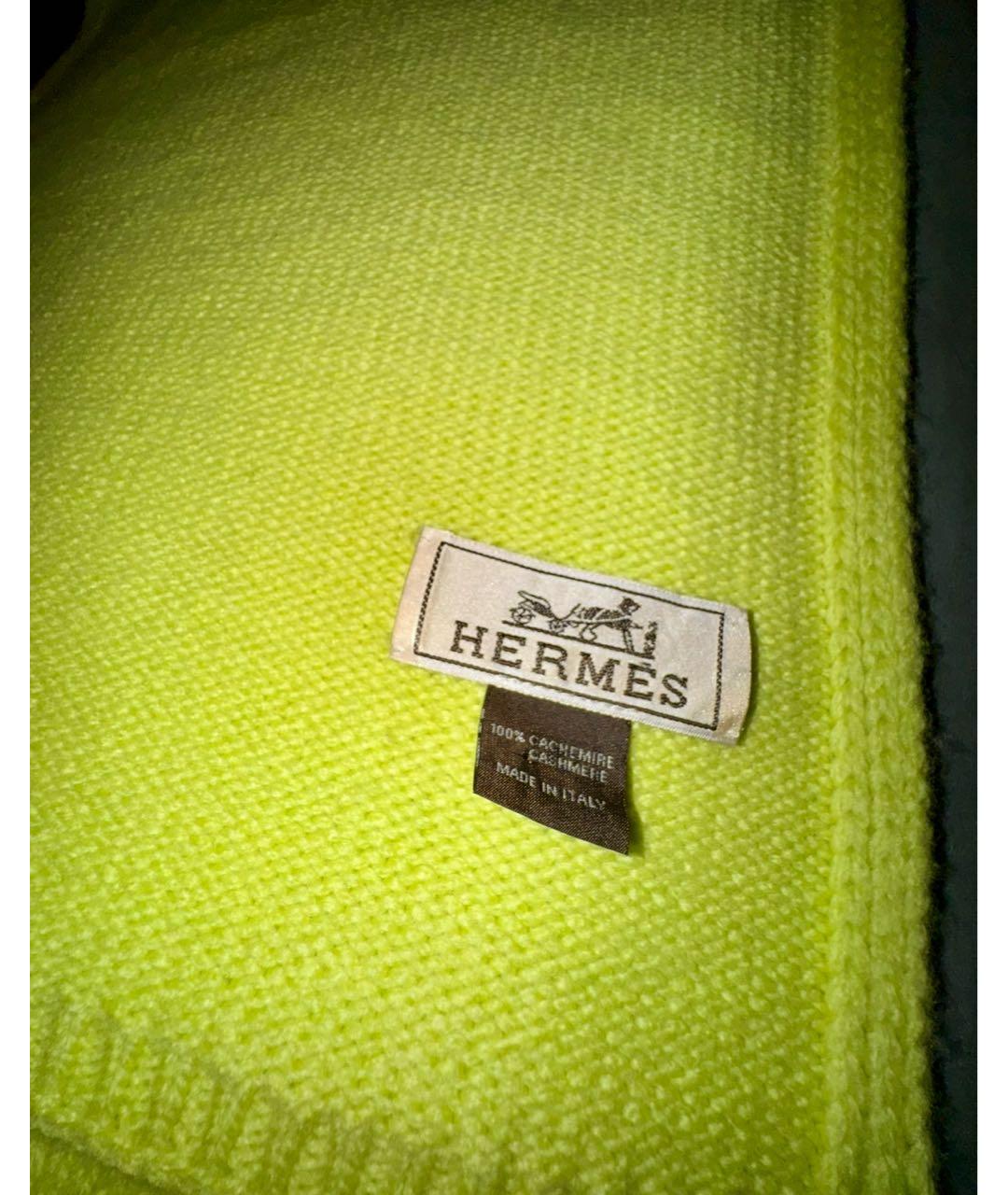 HERMES Желтый кашемировый шарф, фото 3