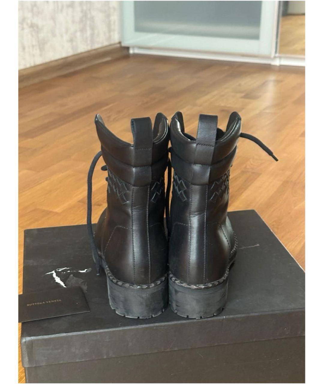 BOTTEGA VENETA Черные кожаные ботинки, фото 4