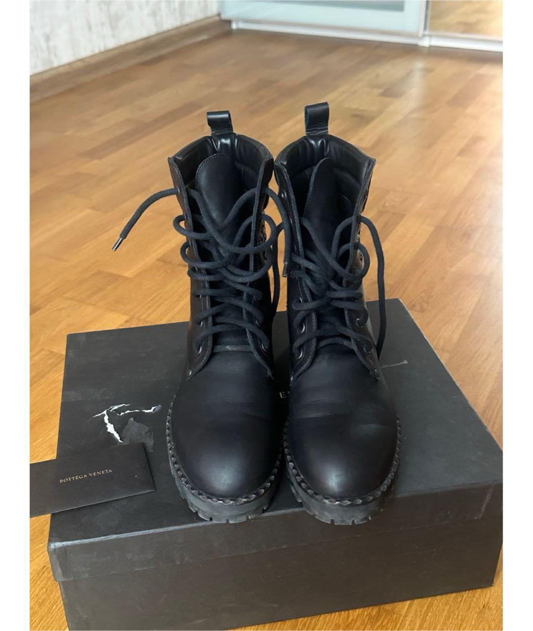 BOTTEGA VENETA Черные кожаные ботинки, фото 2