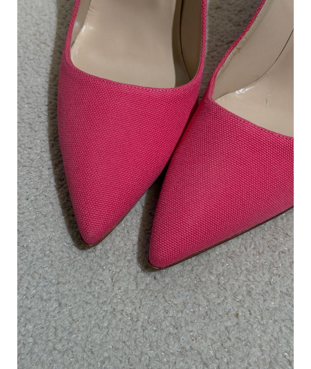 MANOLO BLAHNIK Розовые текстильные туфли, фото 5