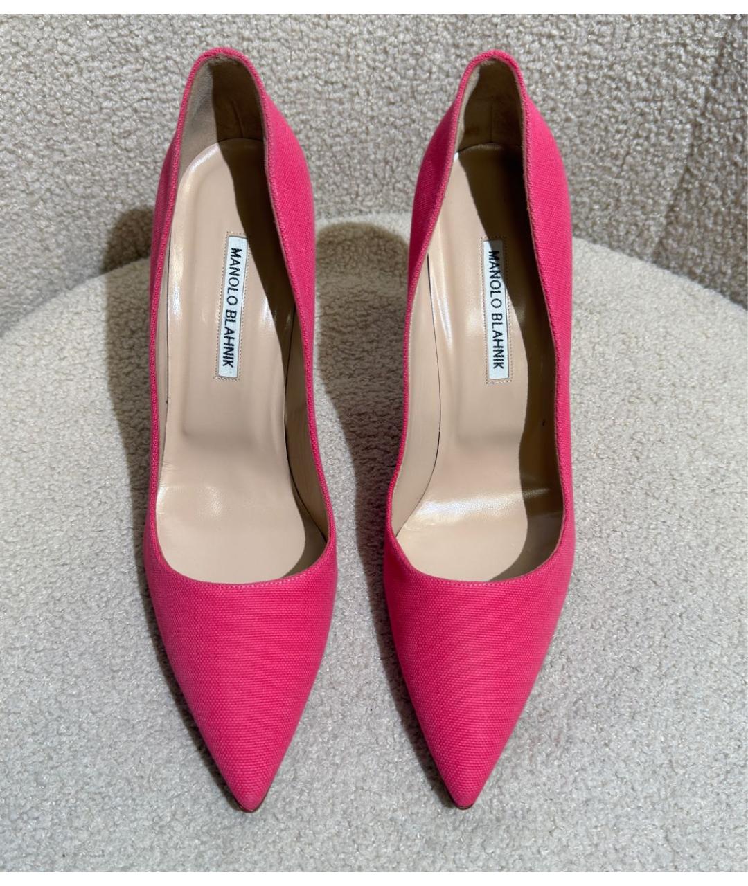 MANOLO BLAHNIK Розовые текстильные туфли, фото 2