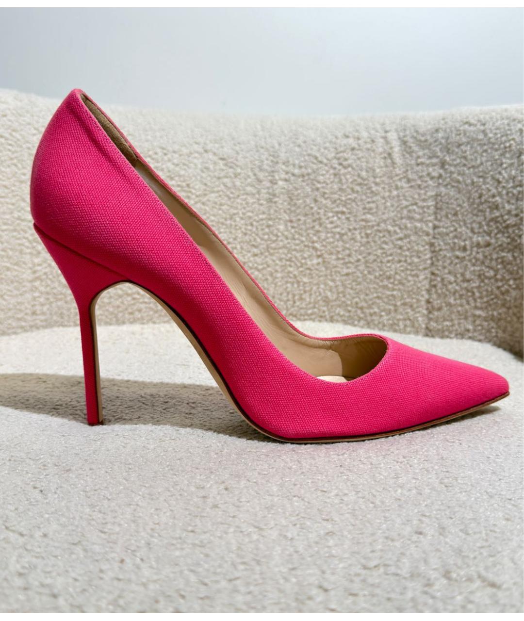 MANOLO BLAHNIK Розовые текстильные туфли, фото 7