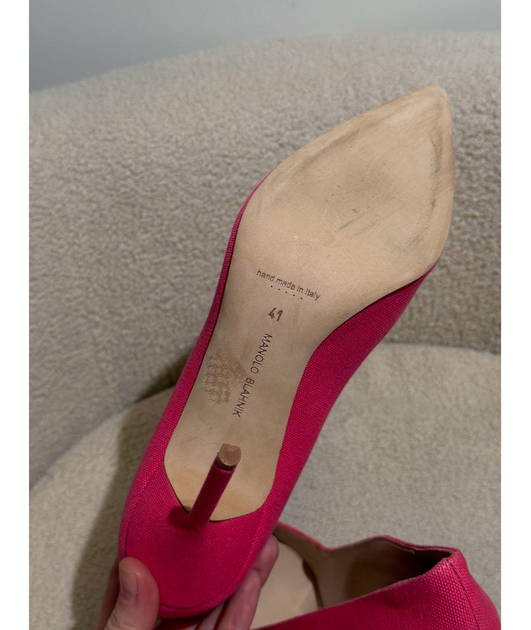 MANOLO BLAHNIK Розовые текстильные туфли, фото 6