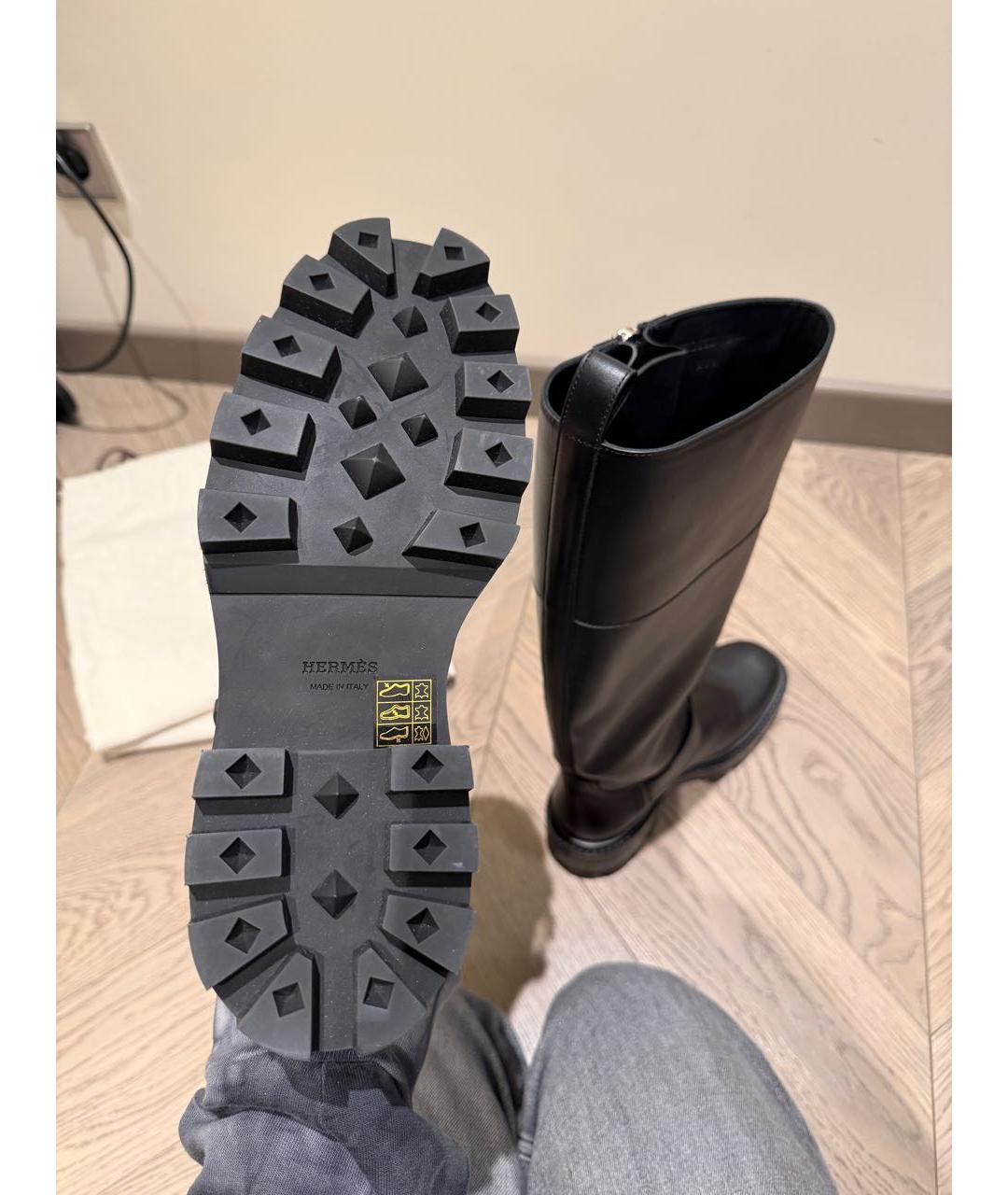 HERMES Черные кожаные сапоги, фото 3