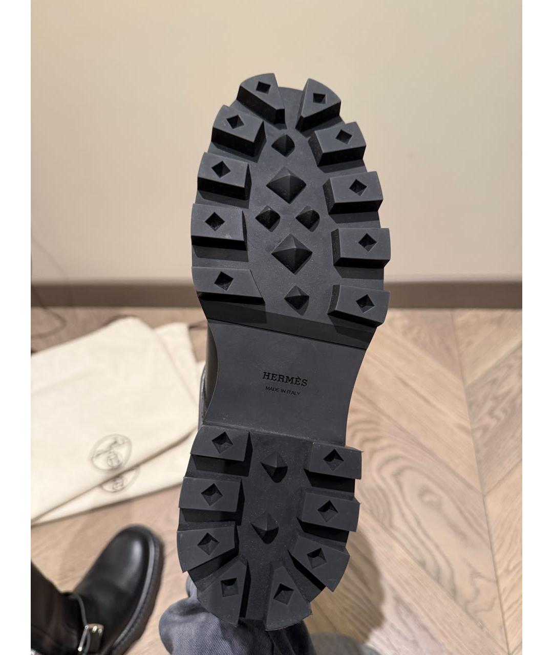 HERMES Черные кожаные сапоги, фото 4