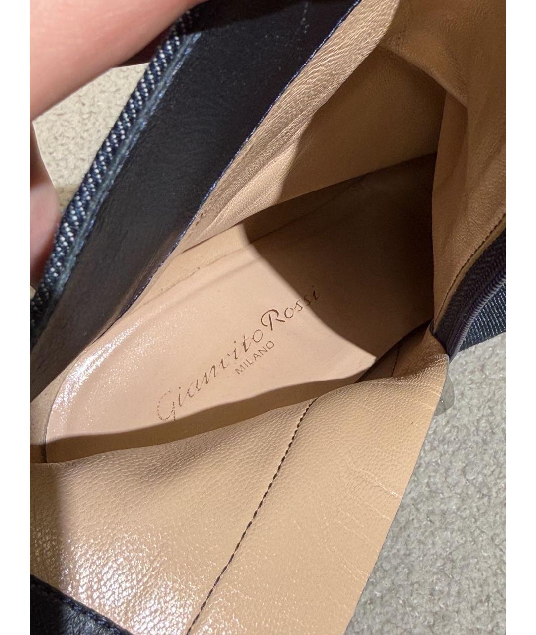 GIANVITO ROSSI Синие текстильные ботильоны, фото 3