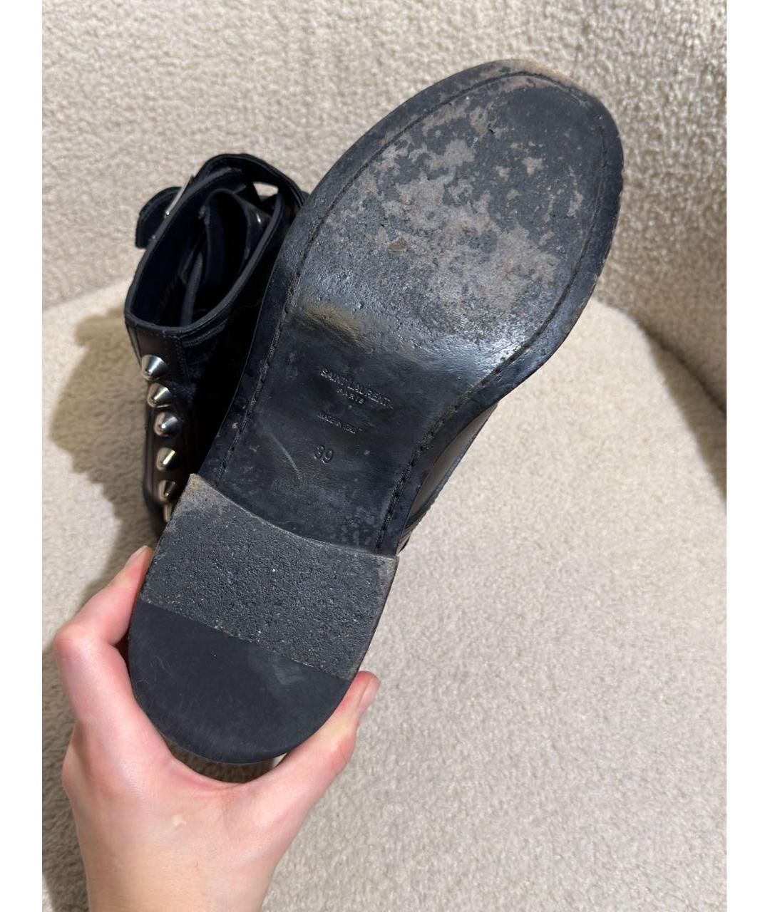 SAINT LAURENT Черные кожаные ботинки, фото 6