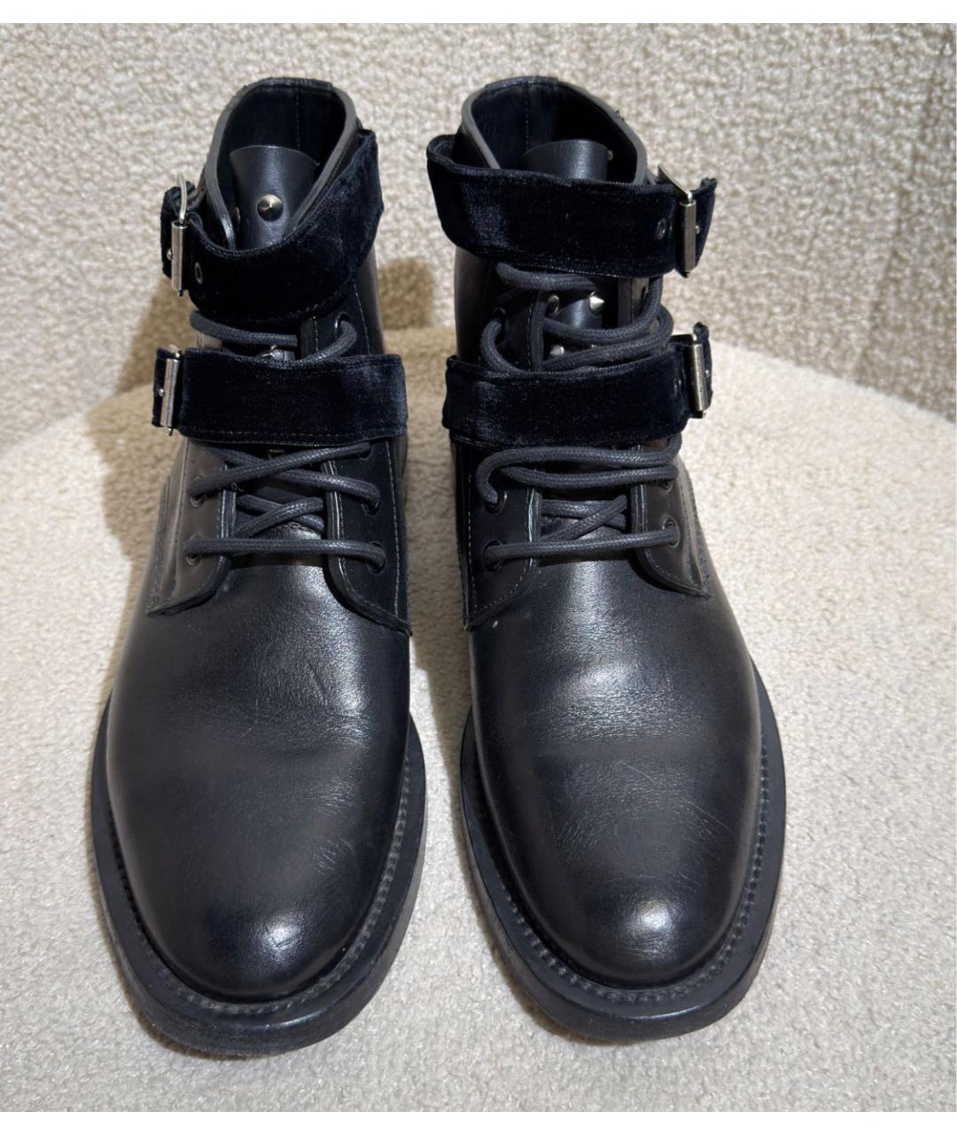 SAINT LAURENT Черные кожаные ботинки, фото 2