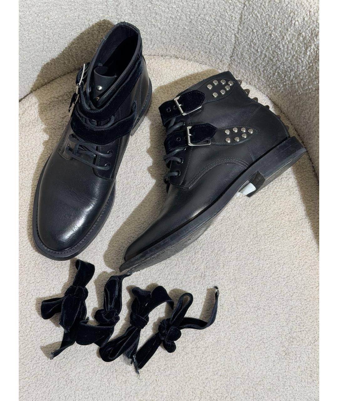 SAINT LAURENT Черные кожаные ботинки, фото 5