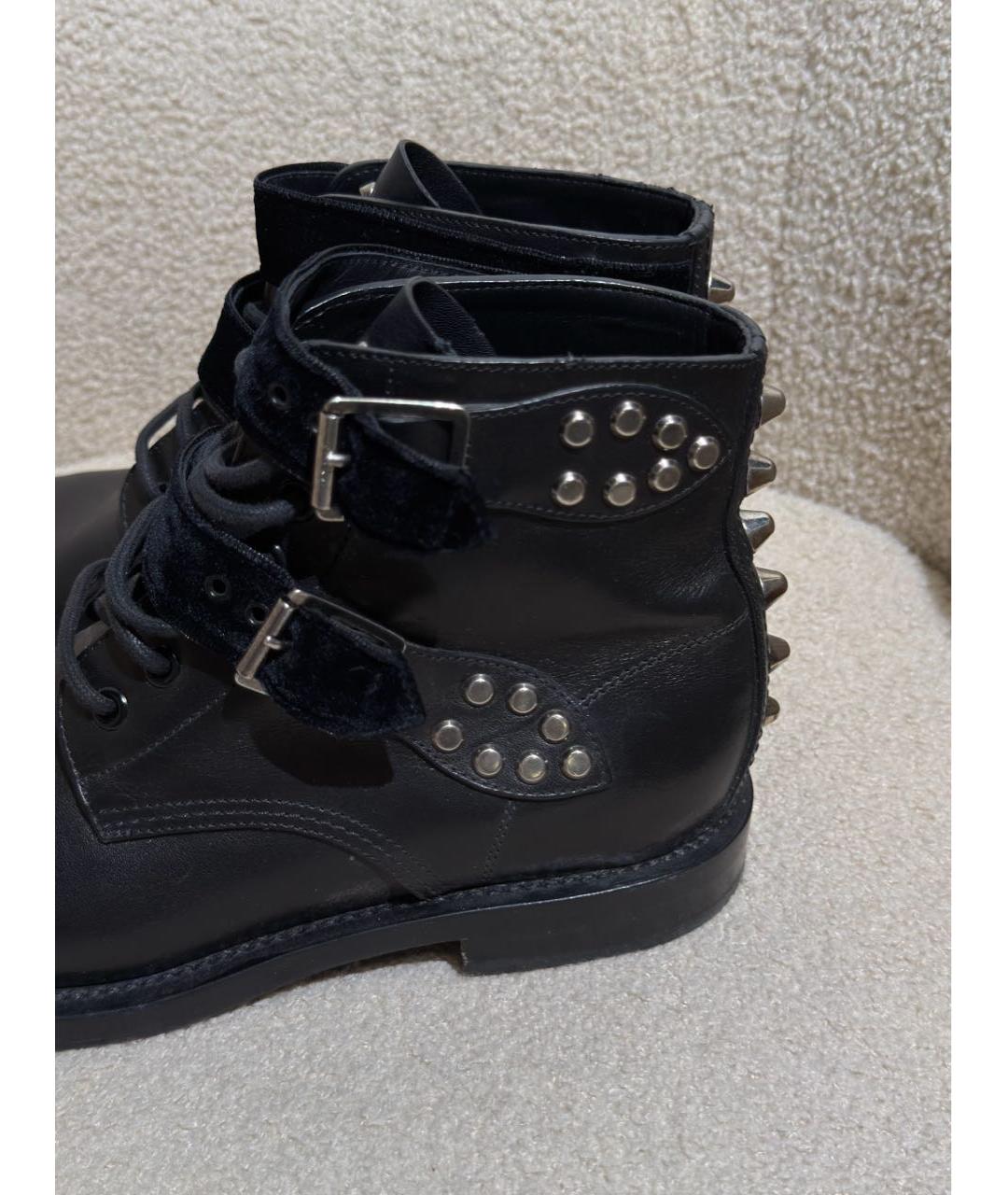 SAINT LAURENT Черные кожаные ботинки, фото 3