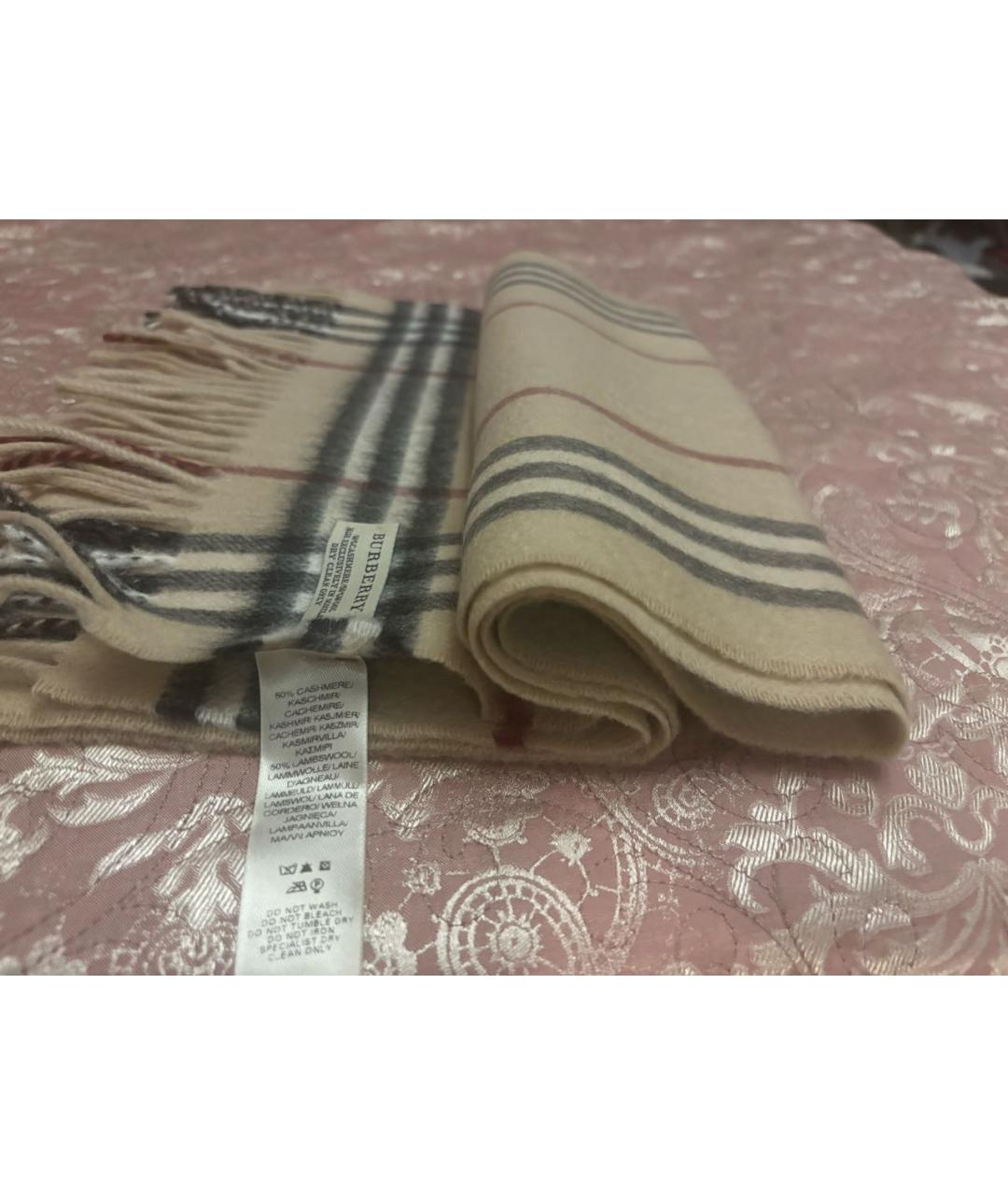 BURBERRY Бежевый кашемировый шарф, фото 3