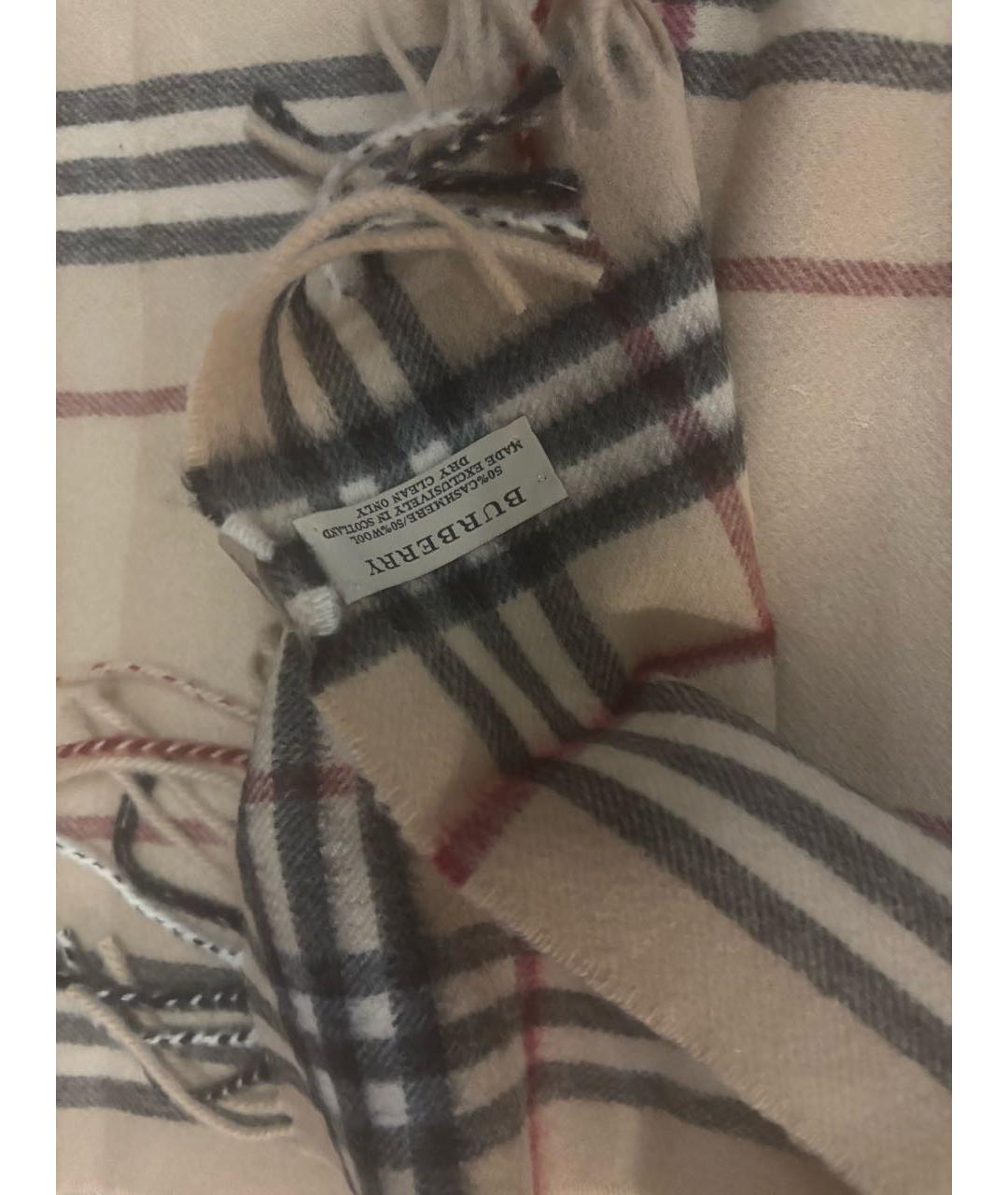 BURBERRY Бежевый кашемировый шарф, фото 2