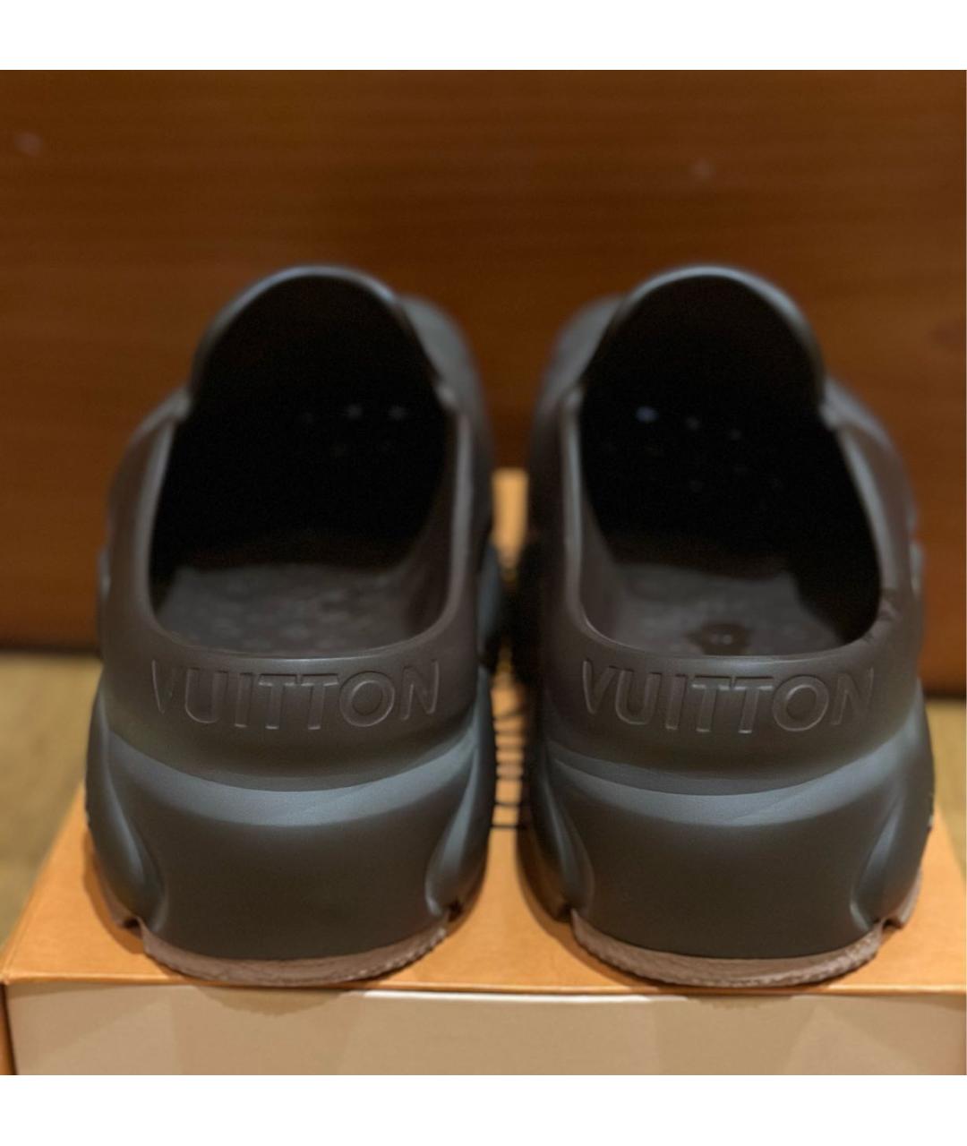 LOUIS VUITTON Коричневые резиновые слипоны, фото 6