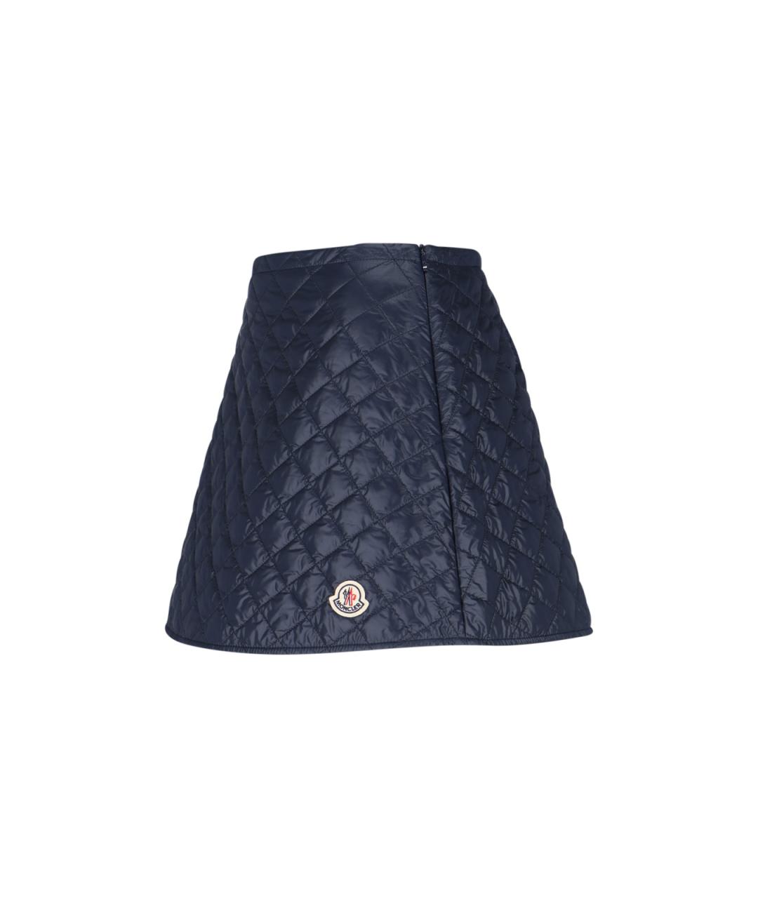 MONCLER Синяя полиамидовая юбка мини, фото 3