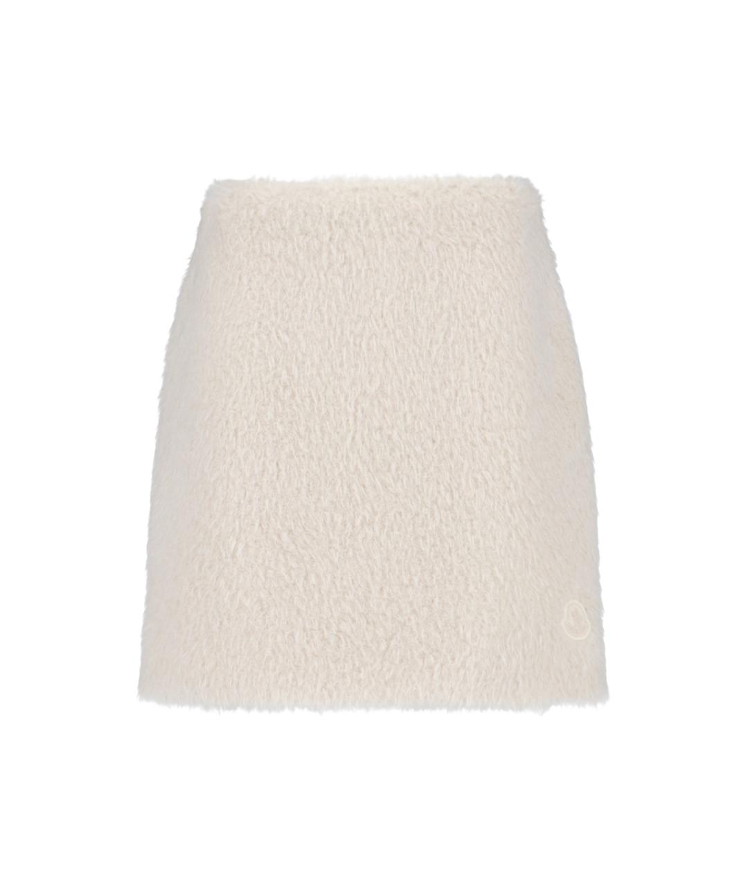 MONCLER Белая полиэстеровая юбка мини, фото 1