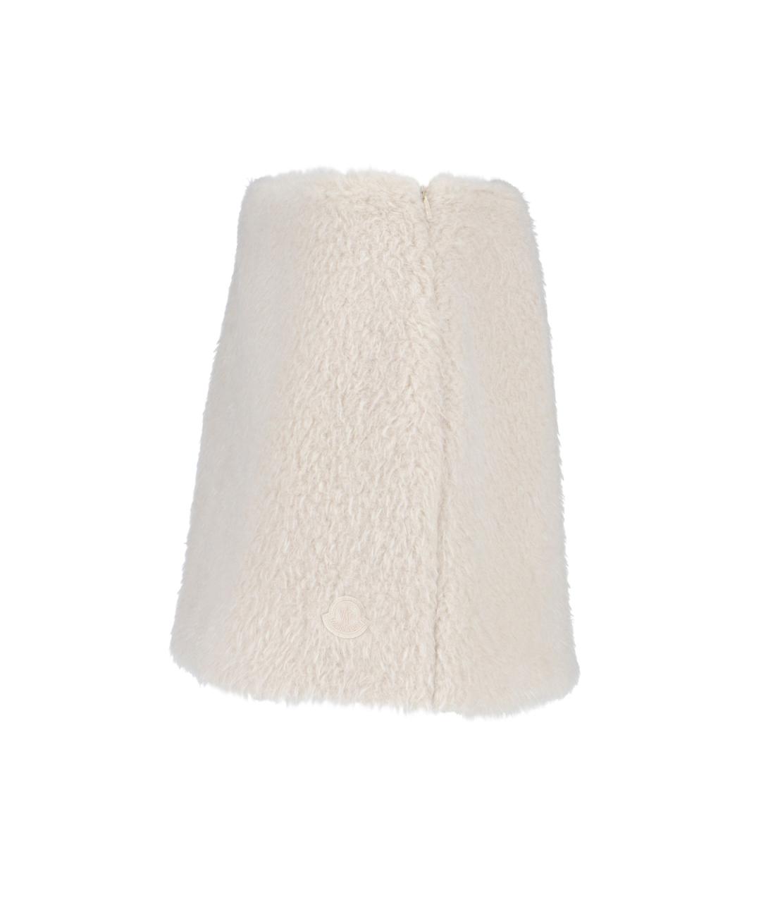 MONCLER Белая полиэстеровая юбка мини, фото 3