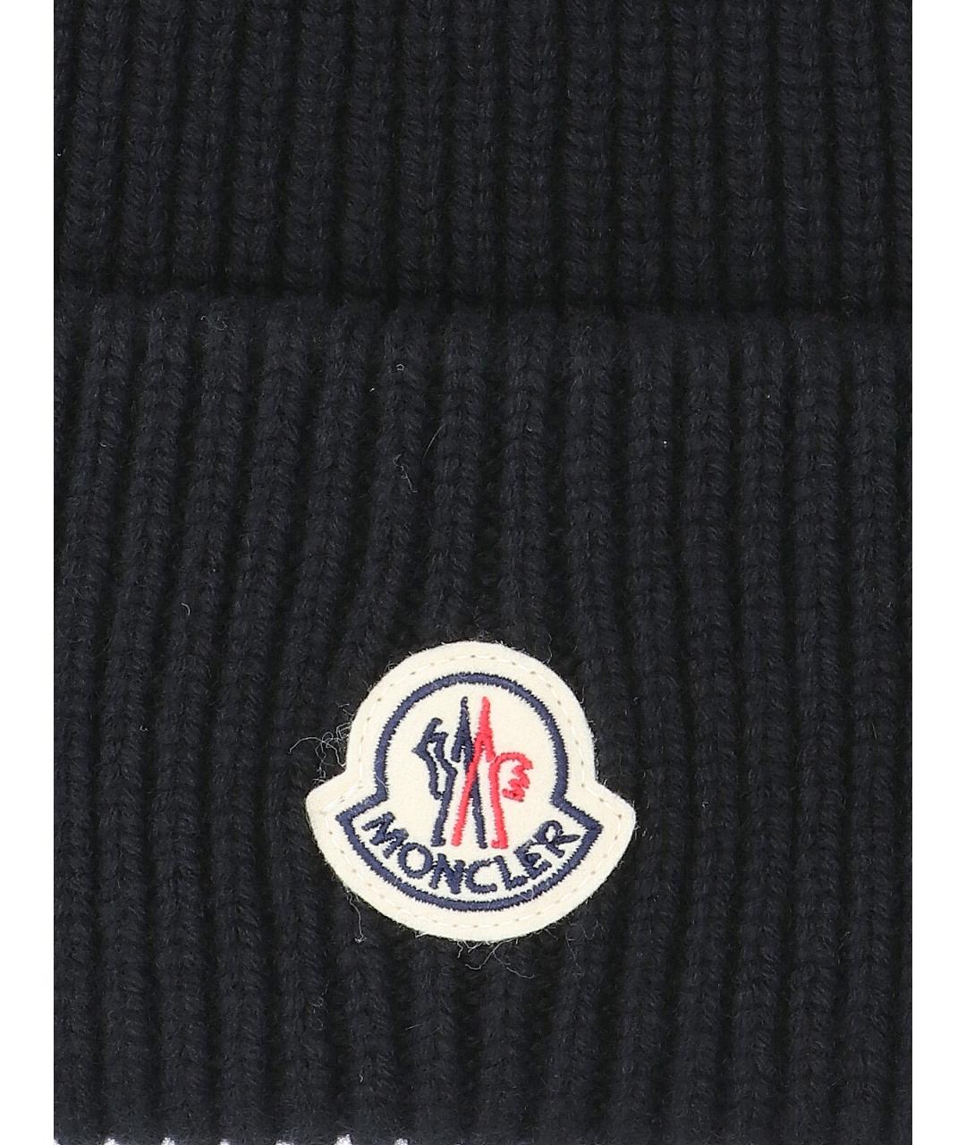 MONCLER Черная шерстяная шапка, фото 3