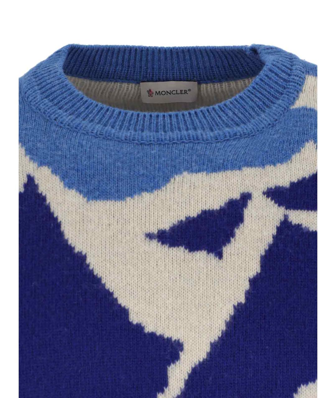 MONCLER Синий шерстяной джемпер / свитер, фото 3