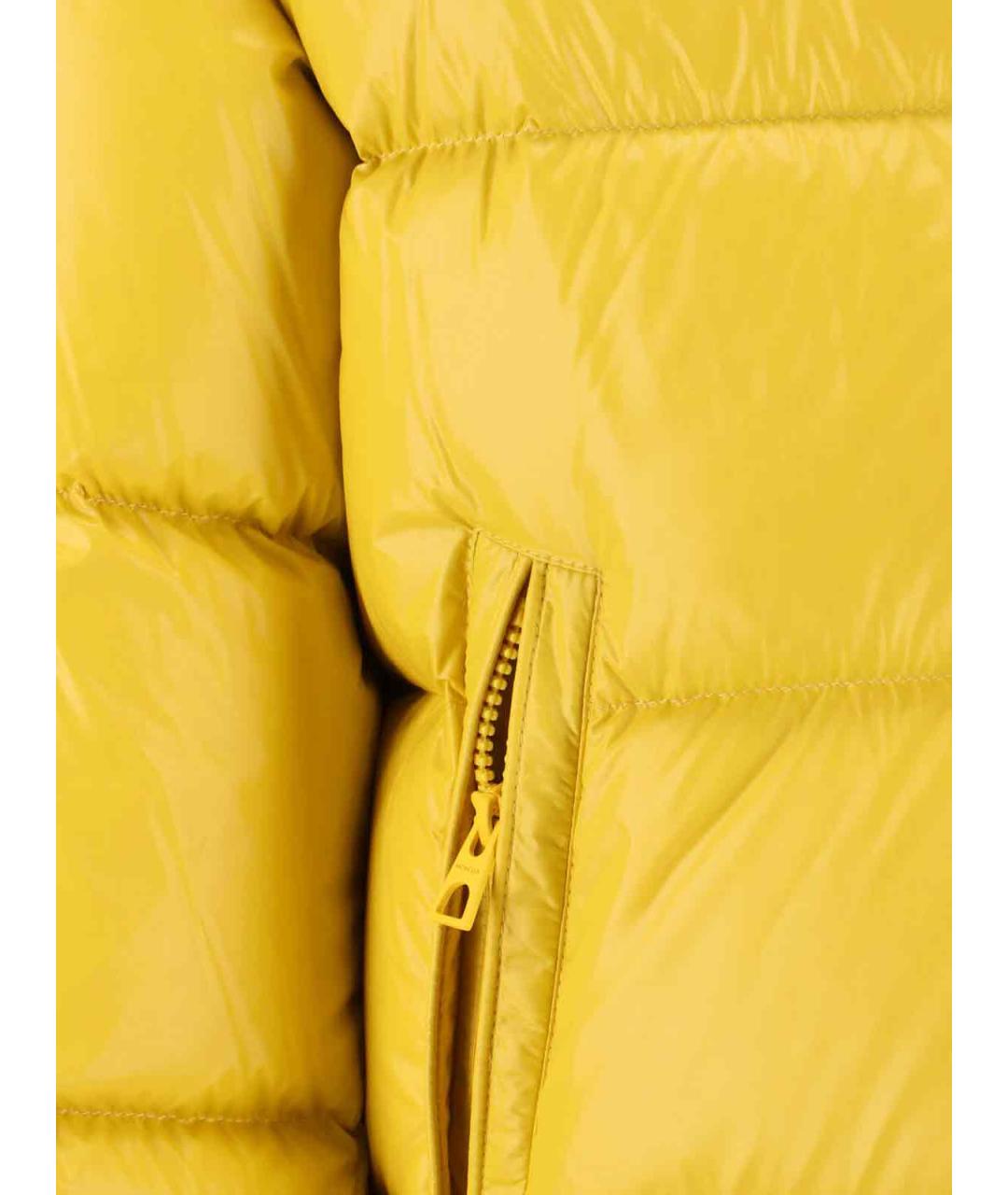 MONCLER Желтый полиамидовый пуховик, фото 4