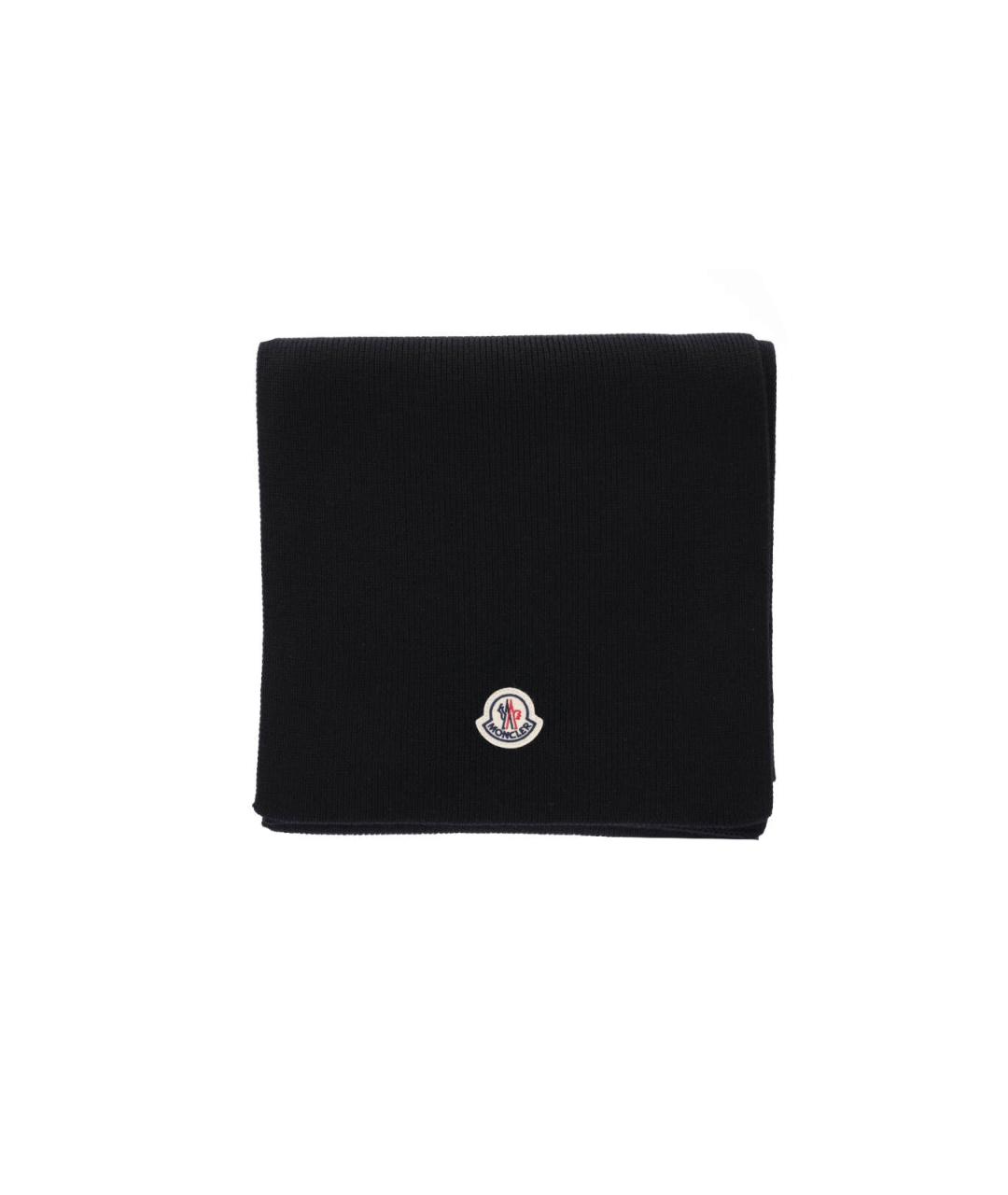 MONCLER Черный шерстяной шарф, фото 2