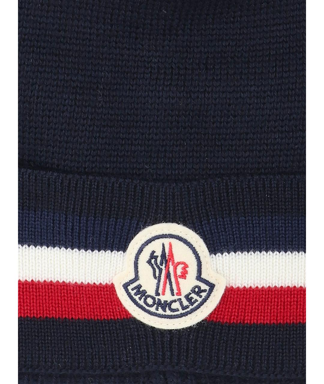 MONCLER Синяя шерстяная шапка, фото 3