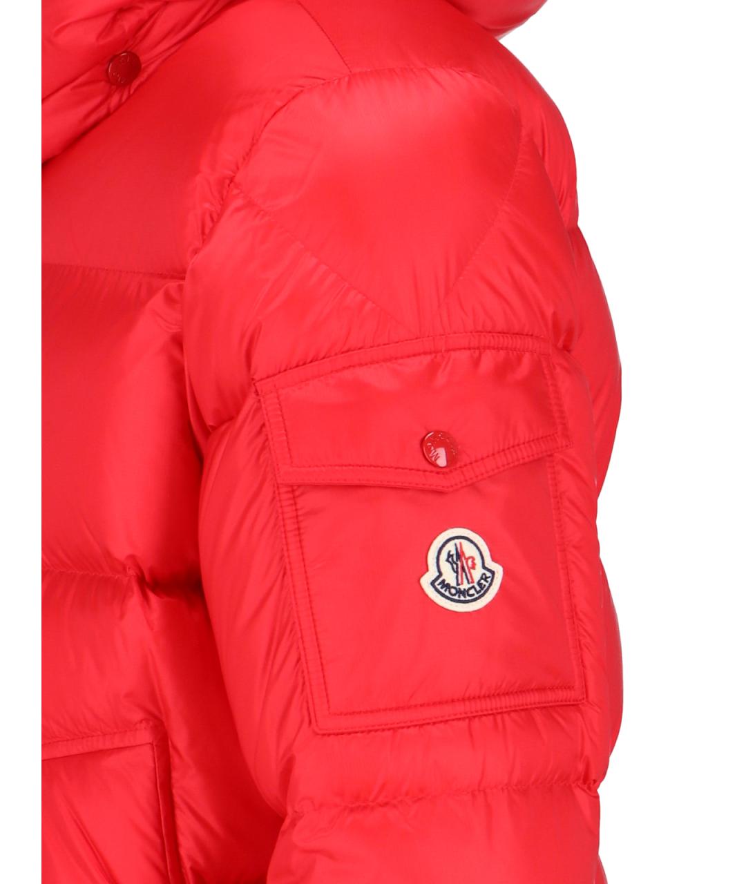 MONCLER Красный полиамидовый пуховик, фото 3