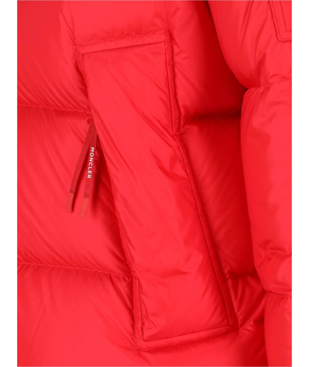 MONCLER Красный полиамидовый пуховик, фото 4