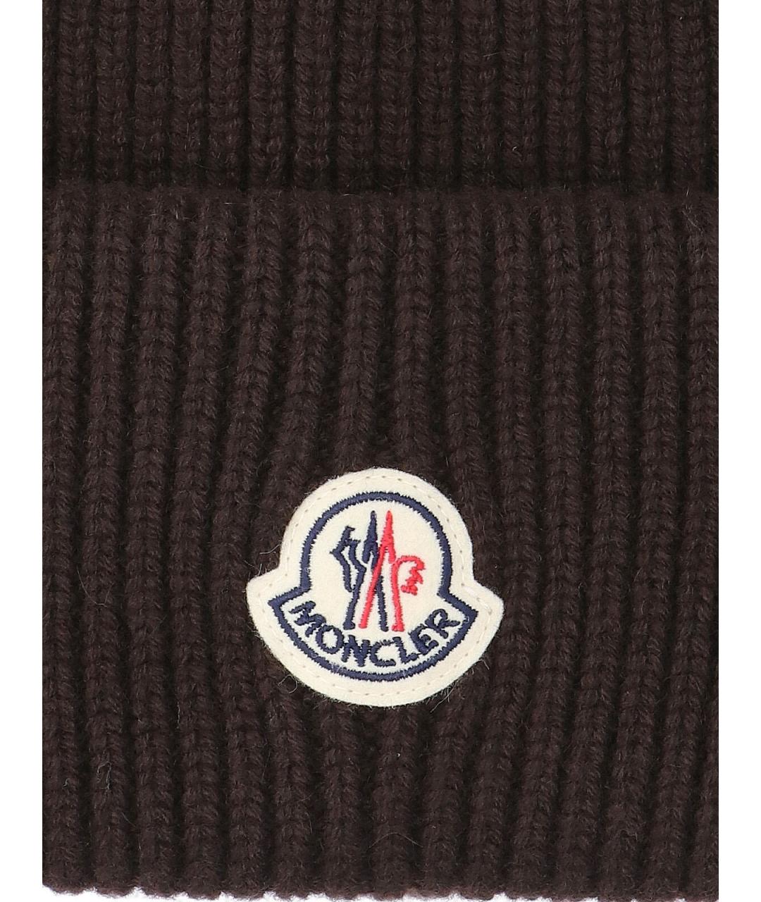 MONCLER Коричневая шерстяная шапка, фото 3
