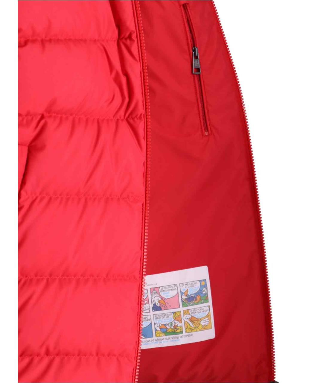 MONCLER Красный полиэстеровый пуховик, фото 5