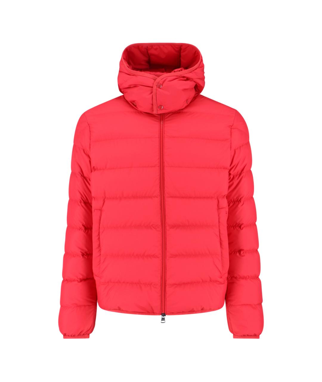 MONCLER Красный полиэстеровый пуховик, фото 1