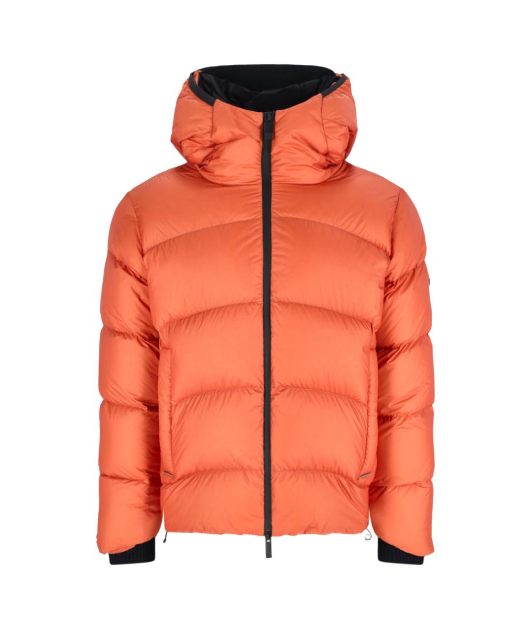 MONCLER Оранжевый полиамидовый пуховик, фото 1