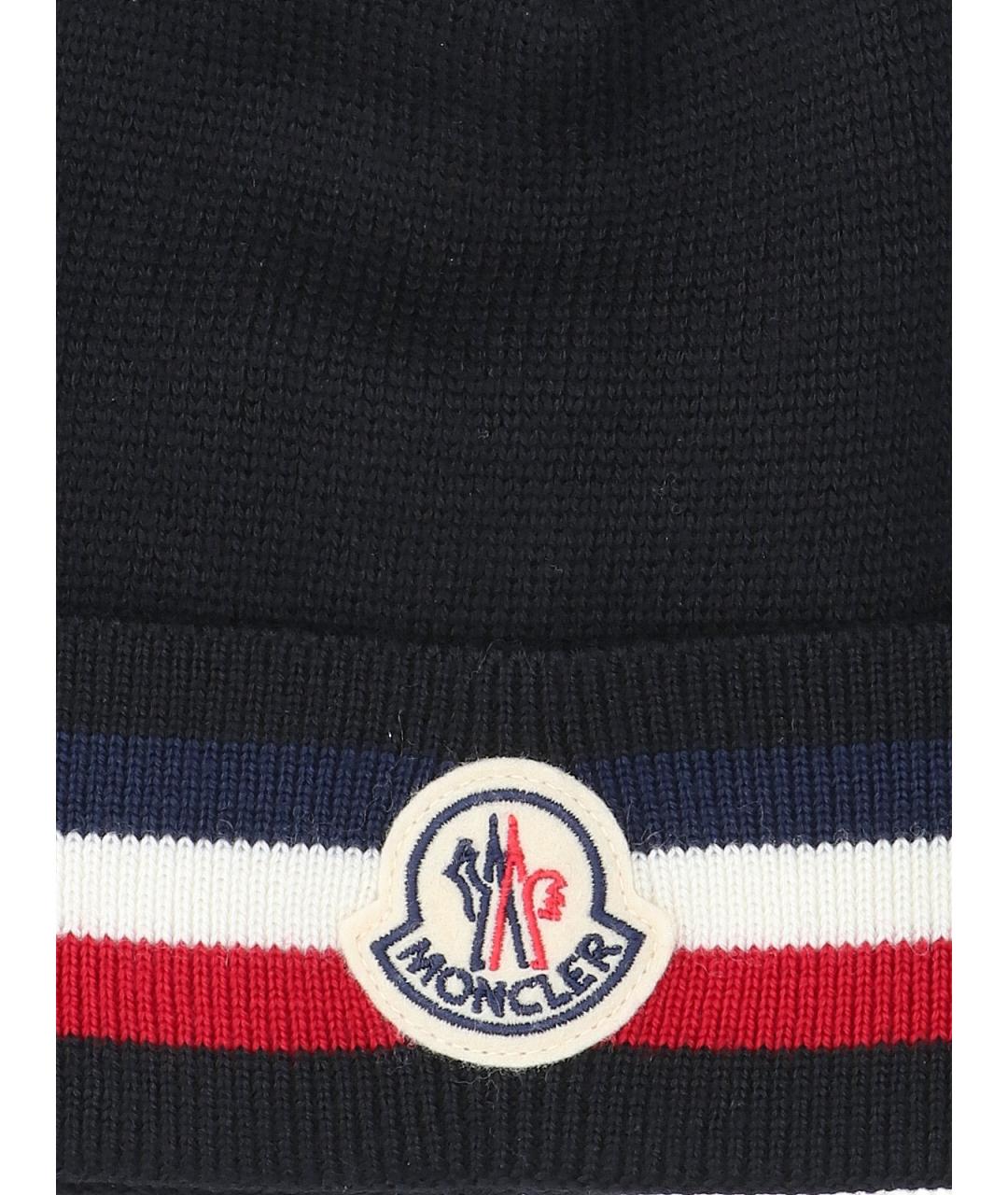 MONCLER Черная шерстяная шапка, фото 3