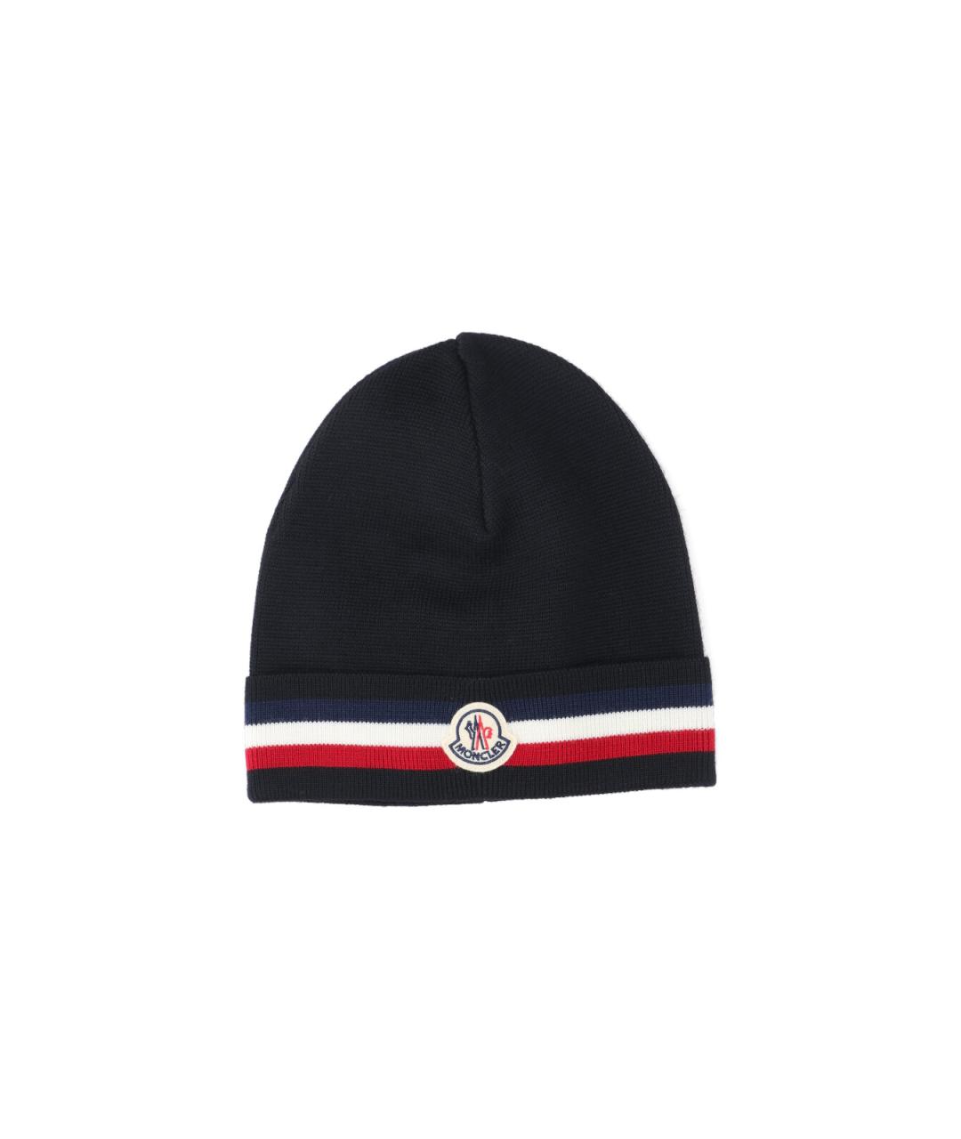 MONCLER Черная шерстяная шапка, фото 1