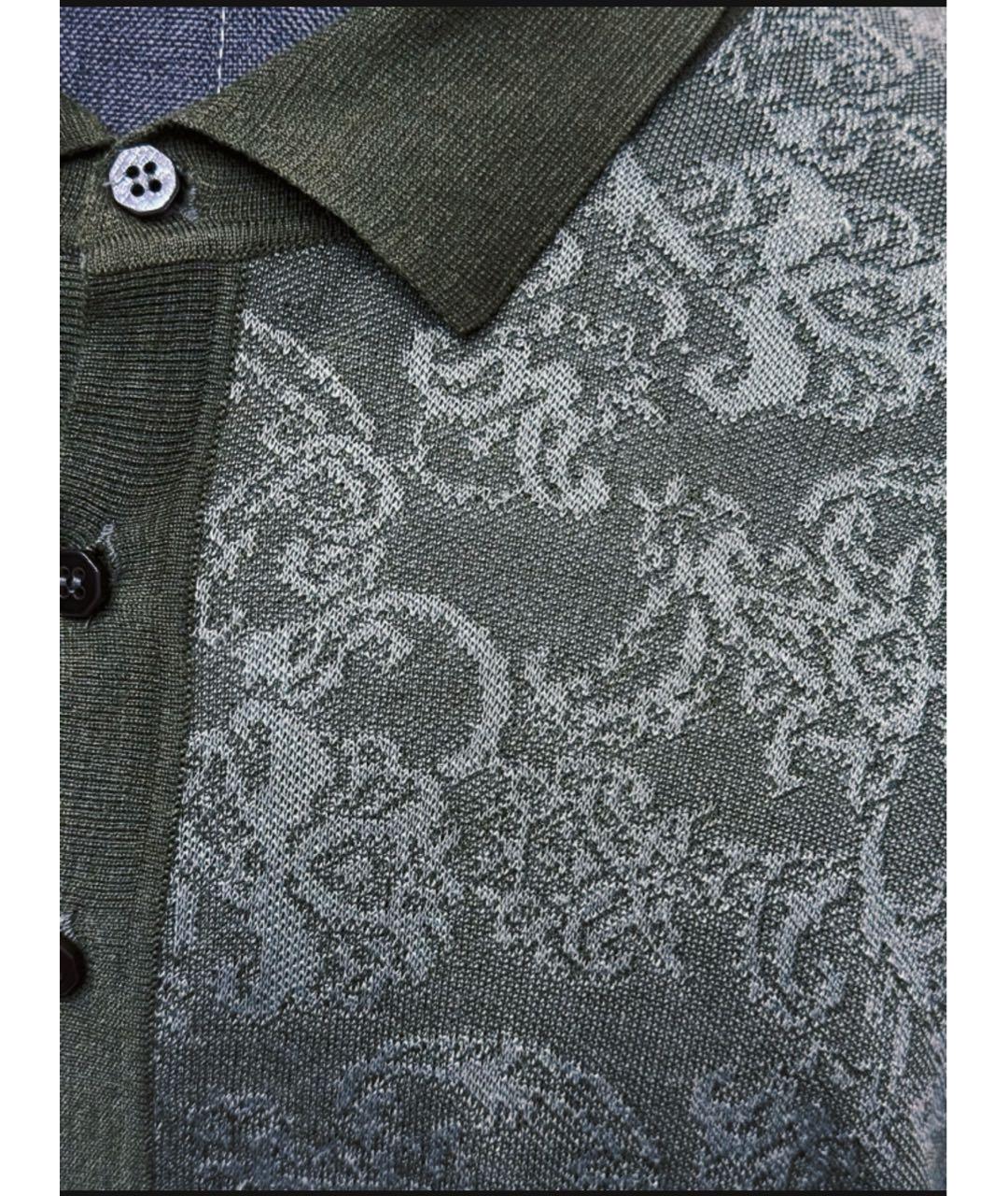 STEFANO RICCI Хаки хлопко-леновое поло с коротким рукавом, фото 3