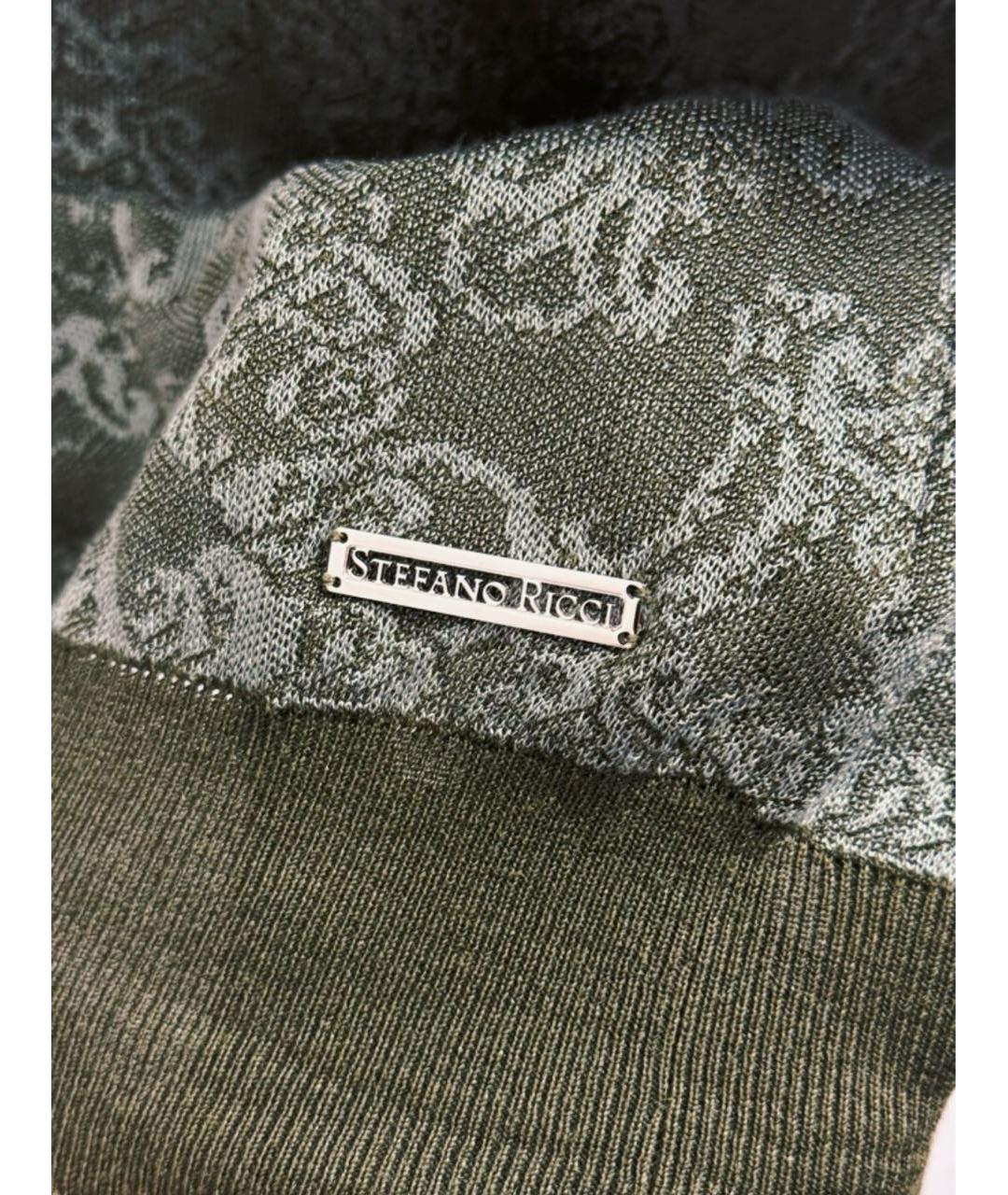 STEFANO RICCI Хаки хлопко-леновое поло с коротким рукавом, фото 4