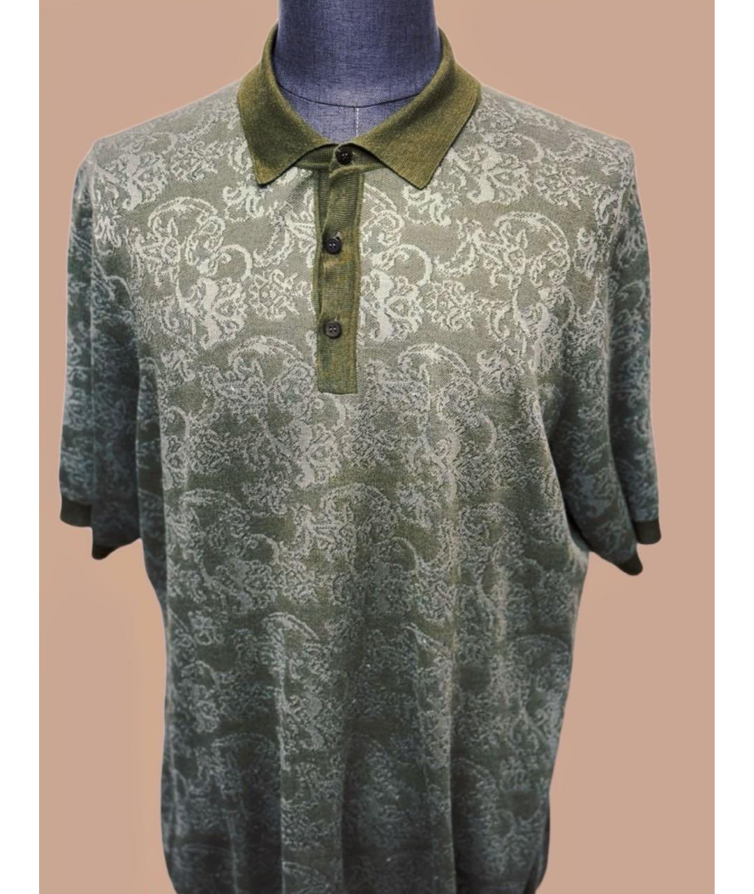 STEFANO RICCI Хаки хлопко-леновое поло с коротким рукавом, фото 5