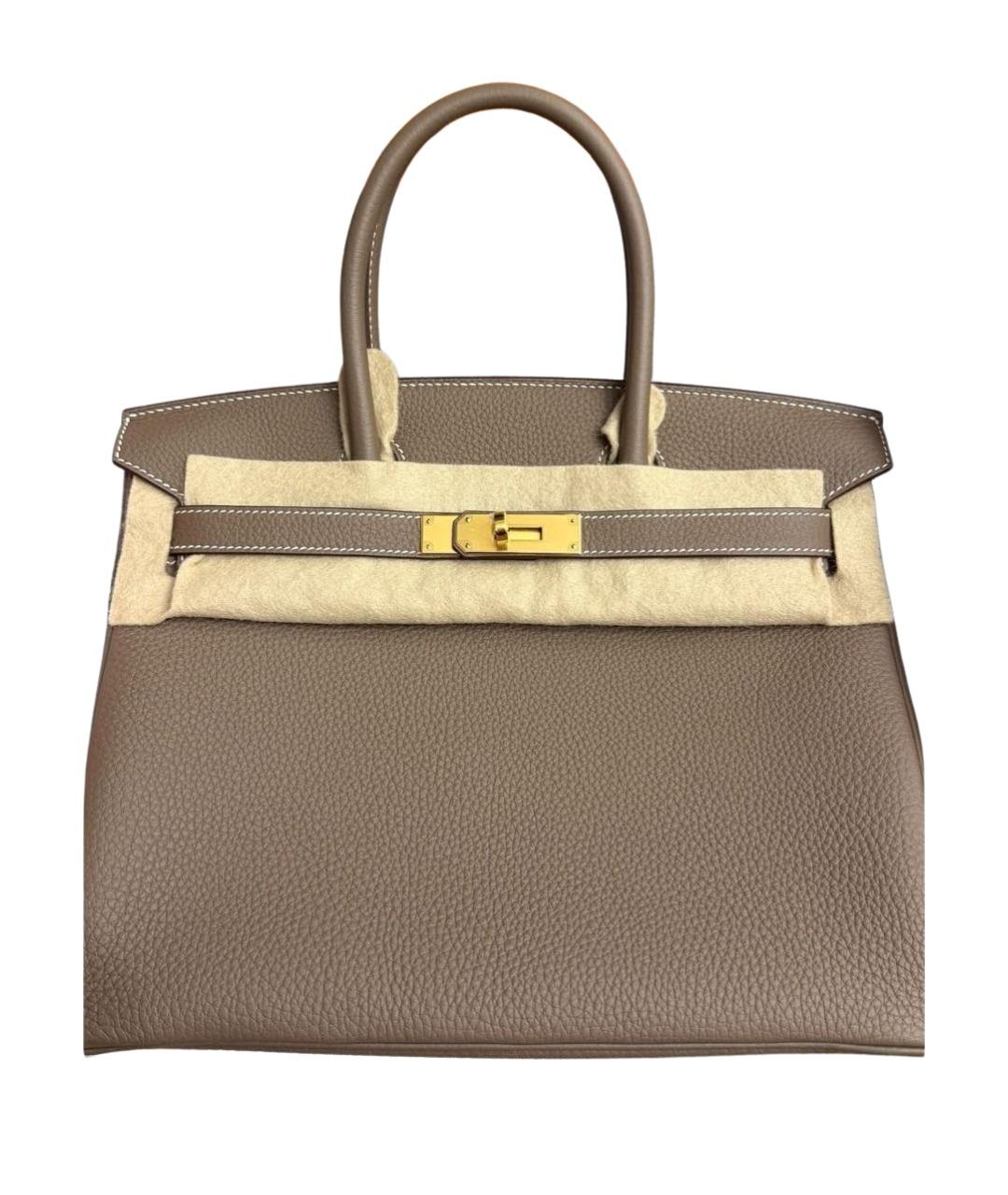 HERMES Коричневая кожаная сумка с короткими ручками, фото 1