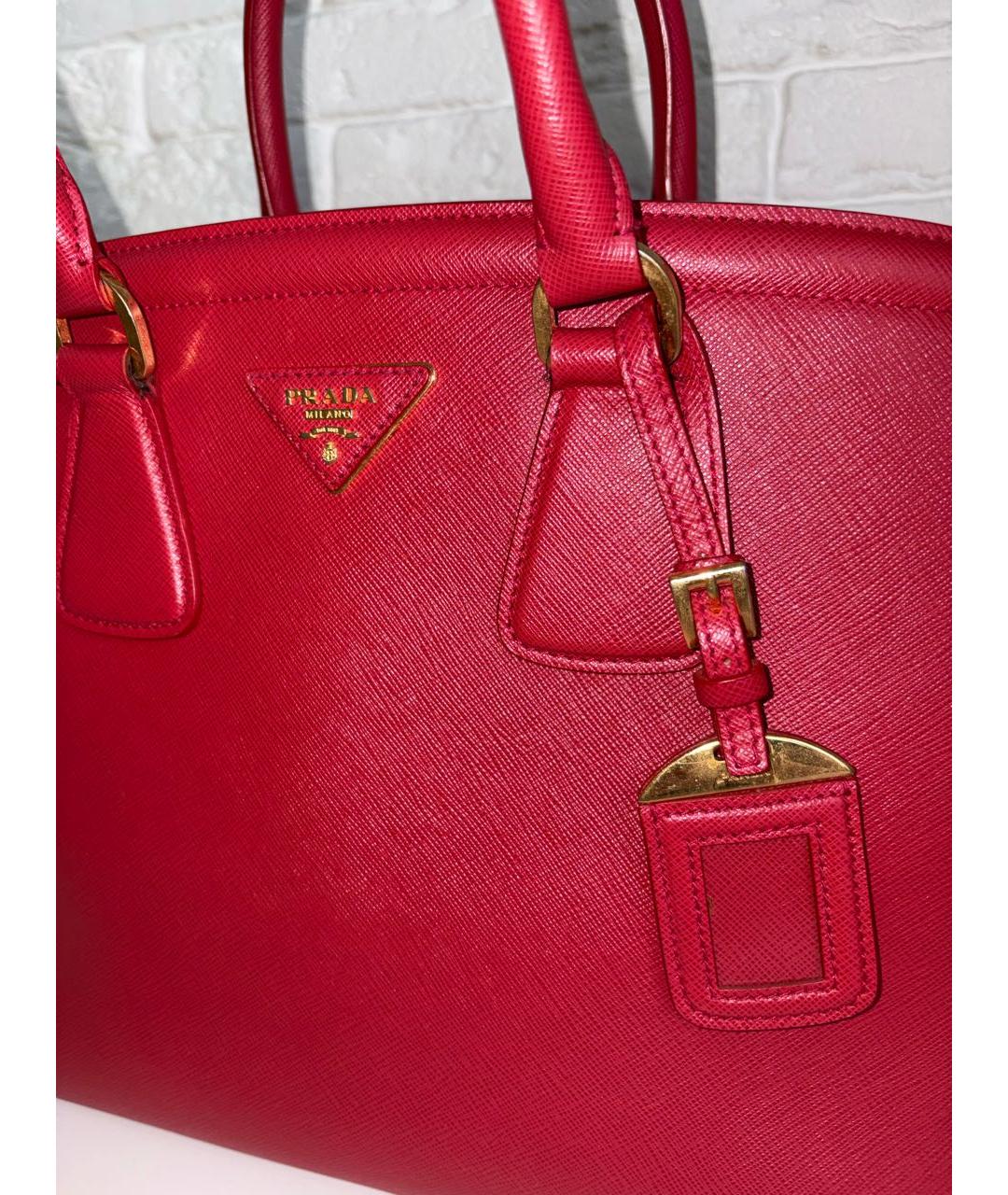 PRADA Красная кожаная сумка с короткими ручками, фото 4