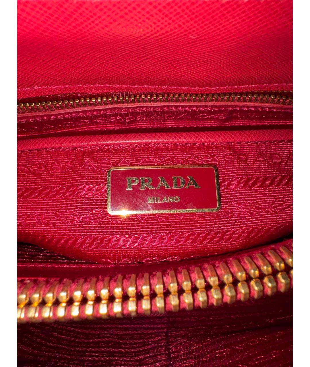 PRADA Красная кожаная сумка с короткими ручками, фото 6