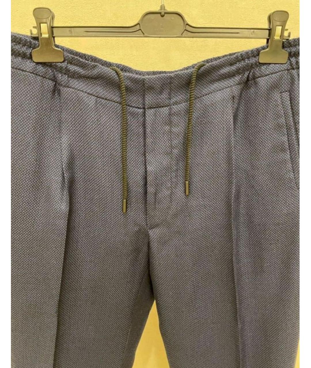 KITON Синие кашемировые повседневные брюки, фото 3