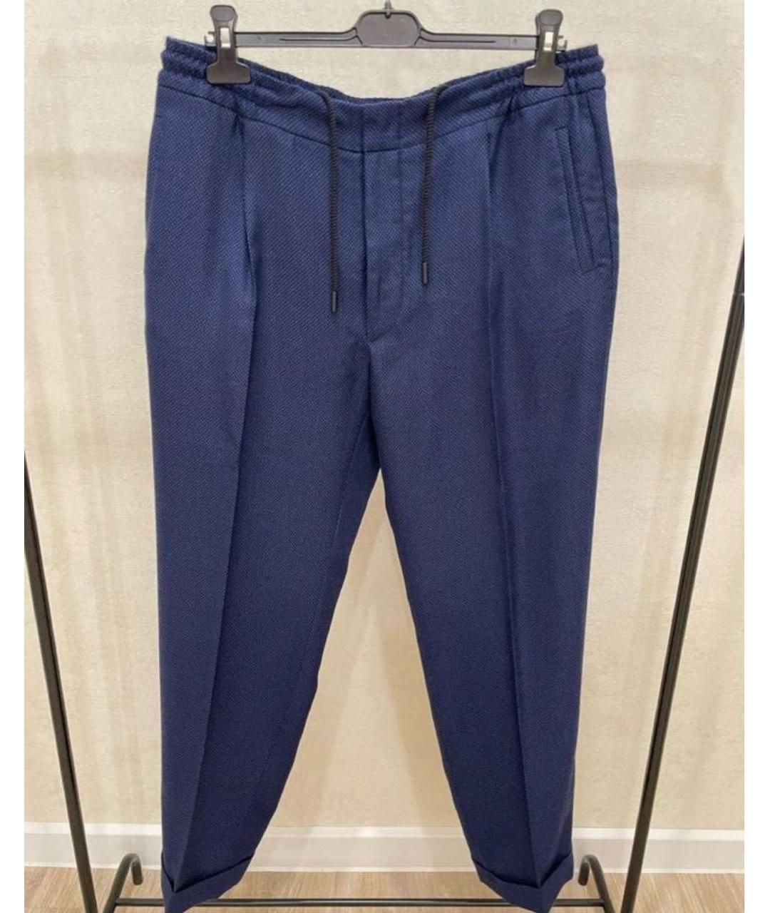 KITON Синие кашемировые повседневные брюки, фото 6