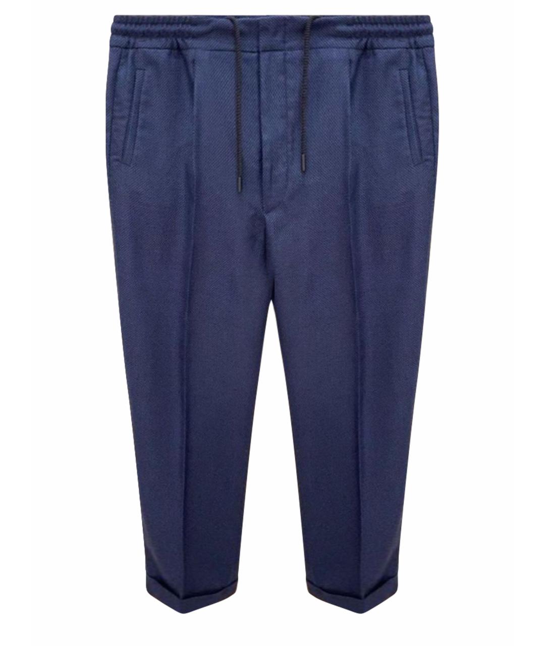 KITON Синие кашемировые повседневные брюки, фото 1