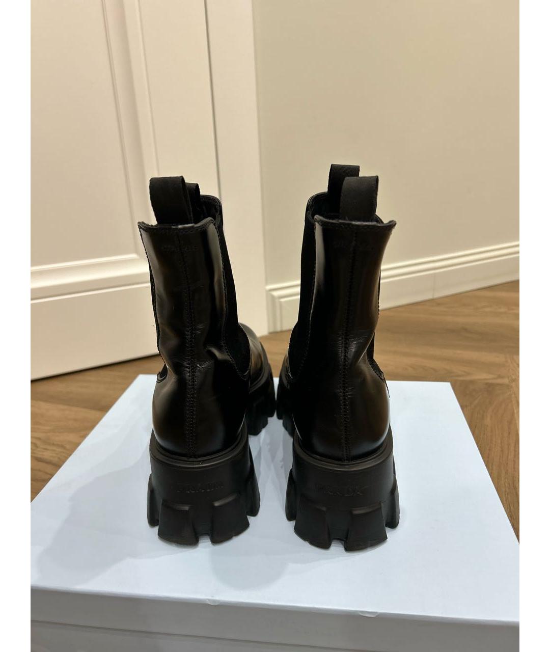 PRADA Черные кожаные полусапоги, фото 4