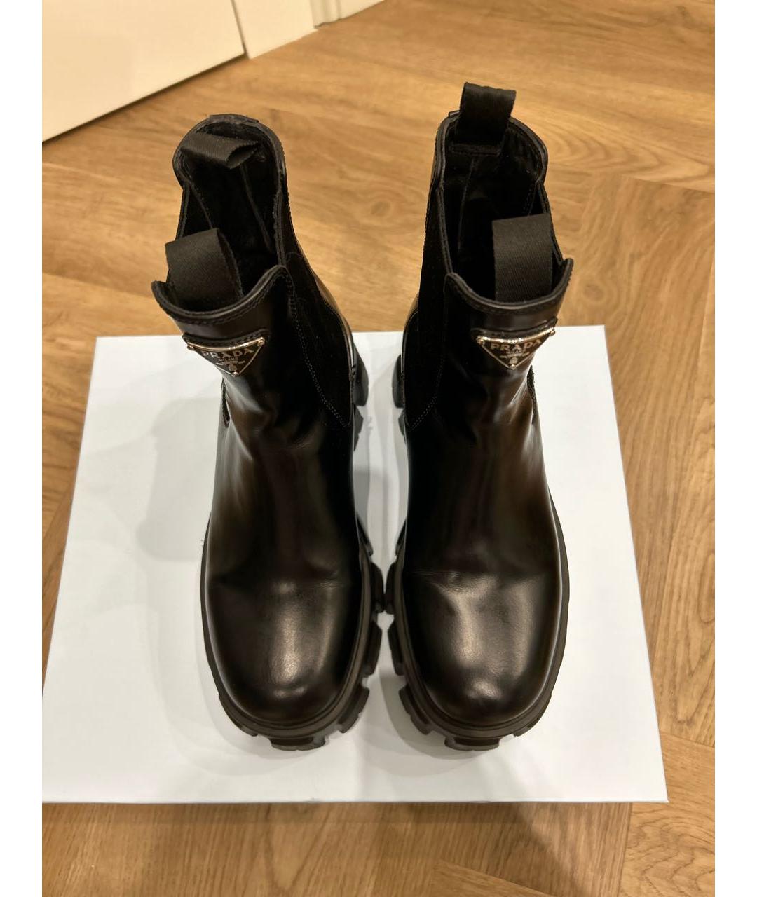 PRADA Черные кожаные полусапоги, фото 3
