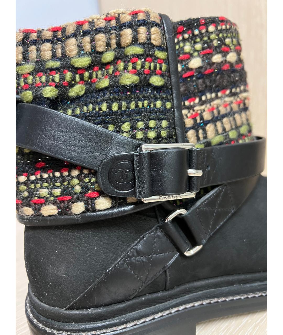 CHANEL Черные нубуковые полусапоги, фото 5