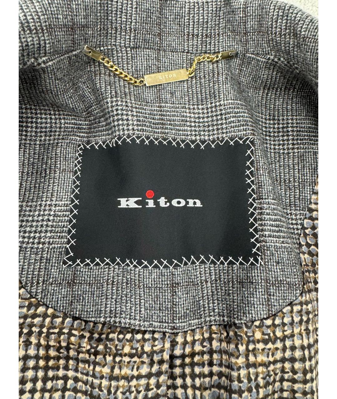 KITON Серый шерстяной костюм с брюками, фото 3