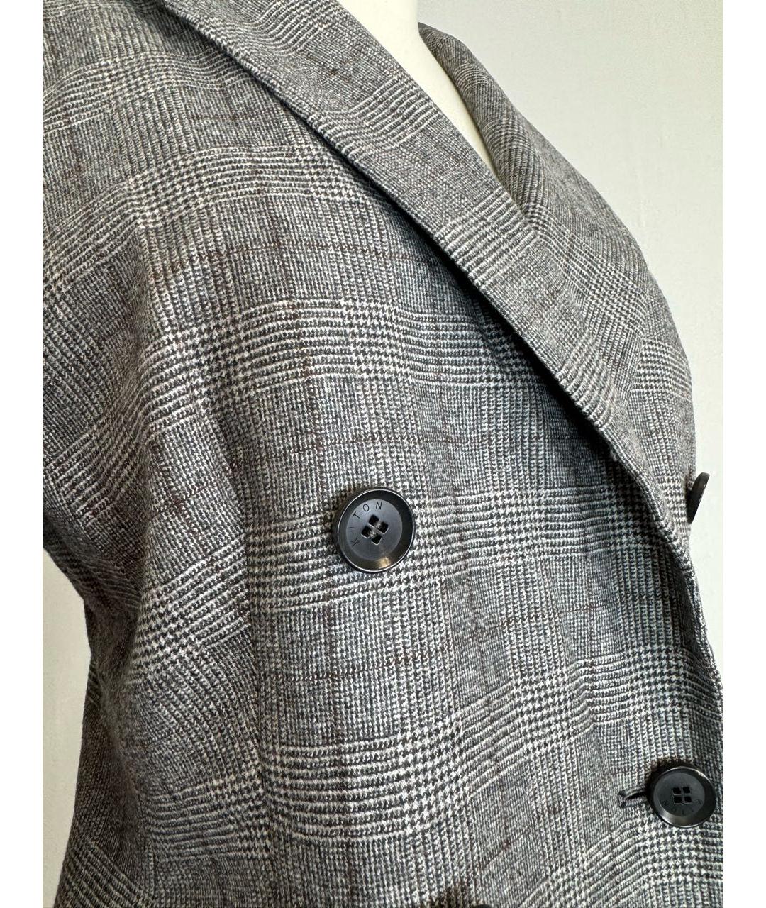 KITON Серый шерстяной костюм с брюками, фото 4