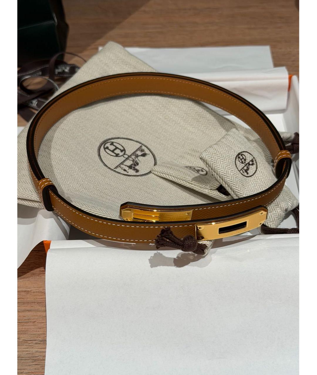 HERMES Коричневый кожаный ремень, фото 2