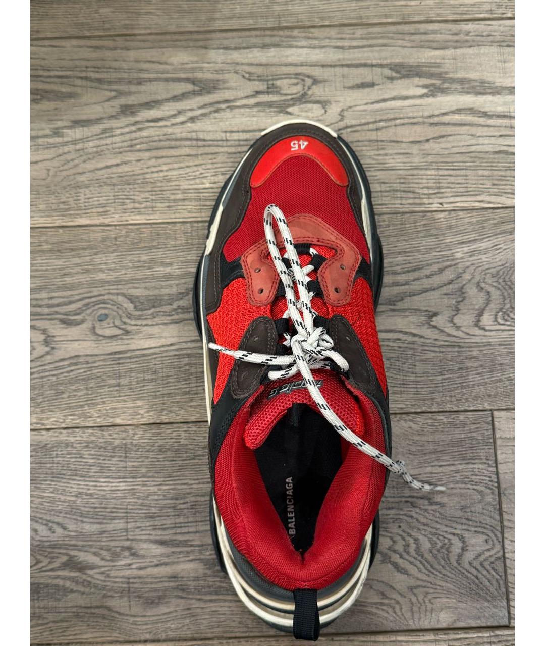 BALENCIAGA Красные текстильные низкие кроссовки / кеды, фото 3