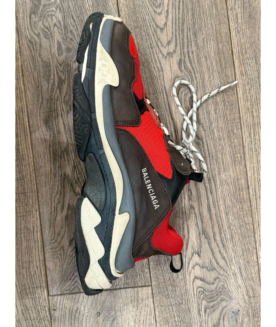 BALENCIAGA Красные текстильные низкие кроссовки / кеды, фото 4